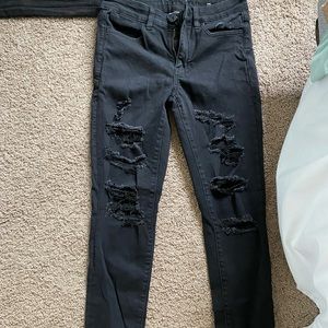 American eagle black ripped jeans